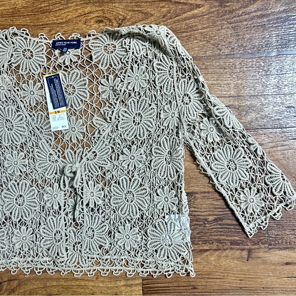 Jones New York • Small/Medium • Brown/Tan • Floral • Crochet • Cardigan Top •New - Picture 9 of 15
